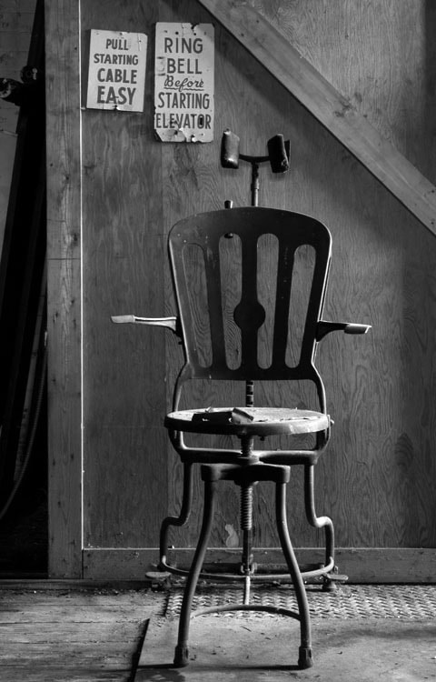 Vintage industrial chair in a workshop