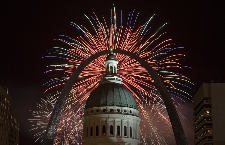 St. Louis fireworks over the Gateway Arch